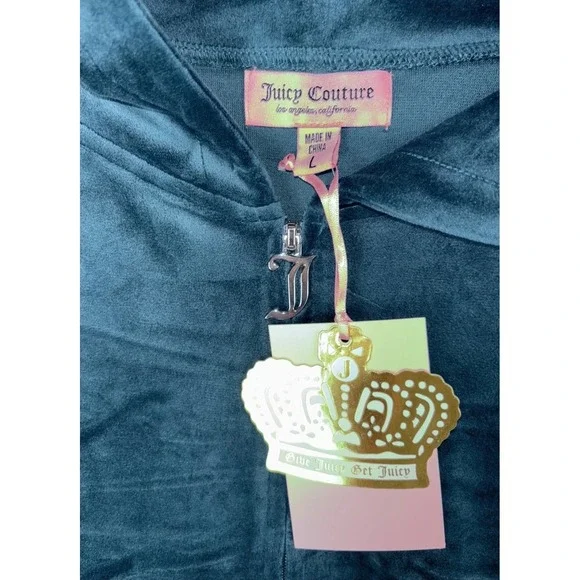 JUICY COUTURE Velour OG Booty Bling Tracksuit Set Sz Large Velvet Green Y2K 90s